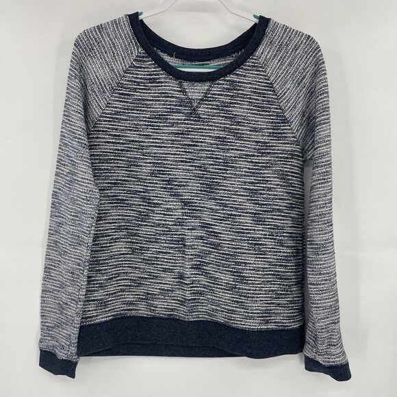 Levi’s Sweater Women's Large Blue White Raglan Long Sleeve Round Neck Classic - Picture 1 of 12